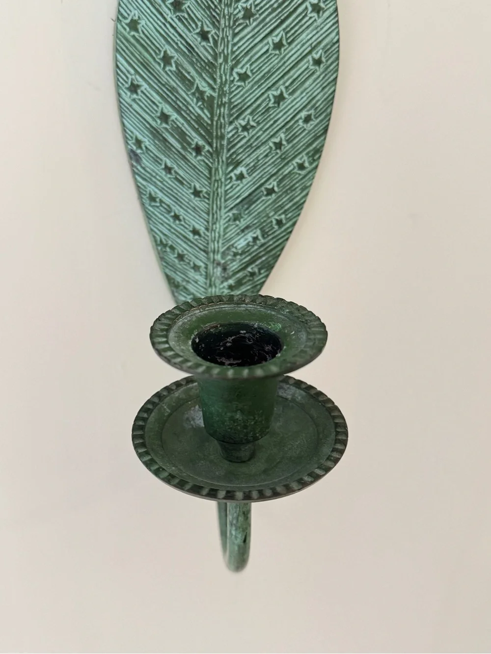 Vintage Brass Green Leaf Wall Sconce Candle Holder | Home Wall Decor